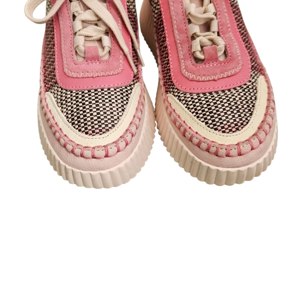 Dolce Vita Dolen Pink Platform Lace Up Sneakers Size 8 - Picture 3 of 7